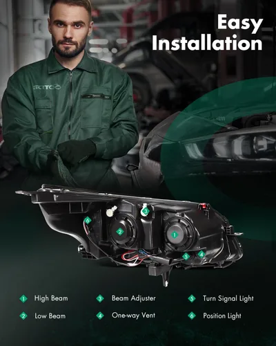Vista 3 de SCITOO - Faros delanteros para Chevy Malibu 2013-2015, carcasa negra, reflector ámbar, lente transparente, lado del conductor y del acompañante