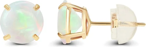 Vista 2 de DECADENCE Joyería Pendientes de tuerca de oro macizo de 14K amarillo, blanco o rosa, con piedra de nacimiento auténtica redonda de 532 pulgada