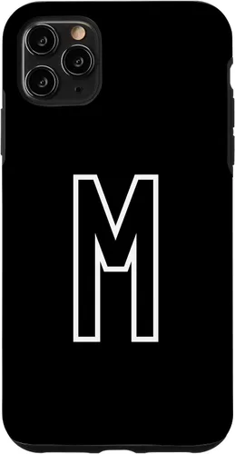 Vista 13 de Funda con monograma inicial favorita para iPhone 13 Pro Max Letra M, color blanco y negro