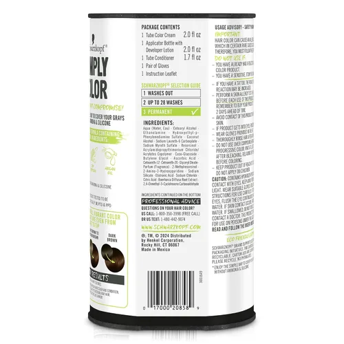 Vista 6 de Schwarzkopf Simply Color - Tinte permanente para el cabello, chocolate oscuro 3.65, de larga duración con ingredientes nutritivos, sin amoníaco ni