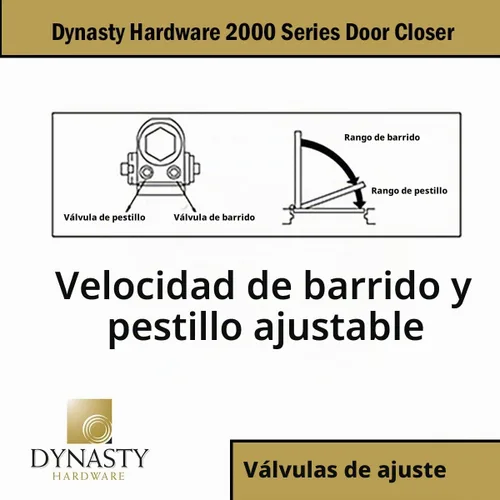 Vista 4 de Cierrapuertas Dynasty Hardware, Cierrapuertas Hidráulico Comercial, Auto-Cierre, Resorte Tamaño 2, Montaje en Superficie, Color Bronce Duronótico