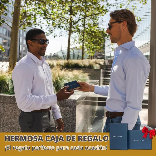 Vista 6 de GARZINI Cartera mágica con soporte para identificación, cartera minimalista con tarjetero RFID, cartera de cuero para 8 tarjetas, 01 Negro carbón