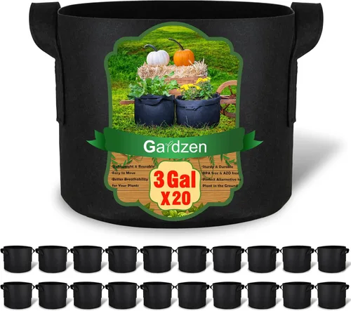 Vista 7 de Gardzen - 20 bolsas de cultivo con asas de 1 a 10 galones de tela