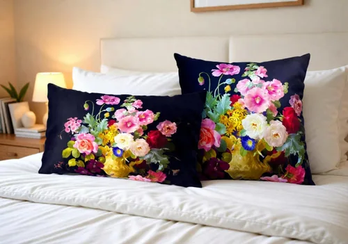 Vista 9 de Funda de cojín floral ligera de lujo, 18 x 18 pulgadas, pintura al óleo retro victoriana de doble cara, fondo negro, flor vibrante, funda de cojín
