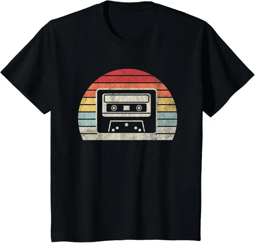 Vista 27 de Retro Cassette Tape 80s 90s Nostalgia T-Shirt Negro