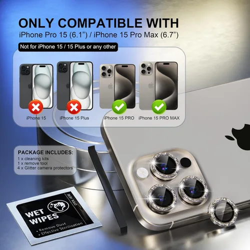 Vista 190 de Choiche Compatible para iPhone 16 Pro/iPhone 16 Pro Max Protector de Lente de Cámara, Vidrio Templado 9H Protector de Pantalla de Cubierta de Cámara