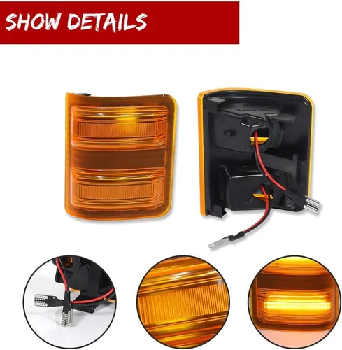 Vista 3 de Luz de marcador LED para espejo de 2008-2016 Ford F250 F350 F450 Super Duty, luz de señal de giro ámbar, lente ámbar