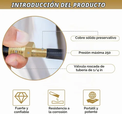 Vista 3 de 2 piezas de adaptadores de inflador de aire de latón, 1/4 NPT (M) a válvula Schrader estándar (M), conector de inflador de neumáticos apto