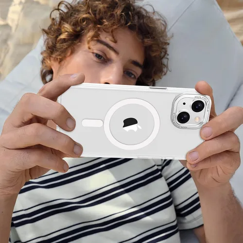 Vista 704 de Anuck - Funda magnética para iPhone 11 compatible con MagSafe, carcasa trasera mate translúcida dura, borde de TPU, delgada, resistente a impactos