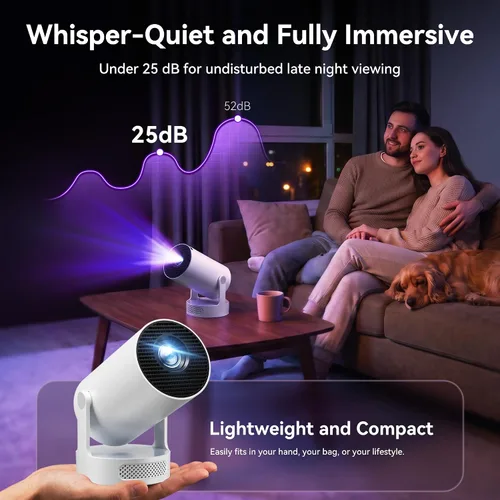 Vista 9 de Mini proyector con WiFi 6 y BT 5.4, aplicaciones integradas 2026 Blanco grisáceo