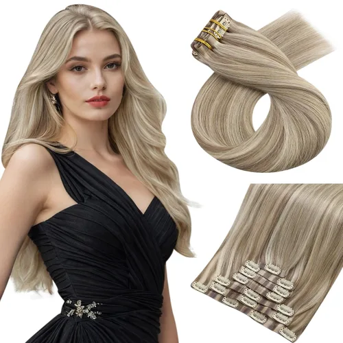 Vista 18 de Moresoo Genius - Extensiones de cabello humano real con clip, color negro azabache, invisibles, sin costuras, de trama de piel sintética