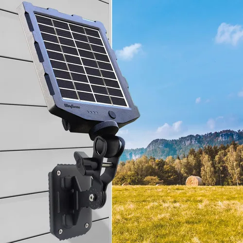 Vista 2 de Panel solar para cámara de rastro, kit de cargador de batería solar WingHome 12V/1A 6V/1.5A con batería de litio recargable de 2000 mAh integrada