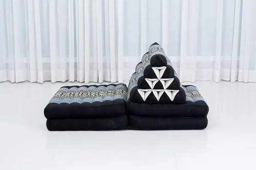 Vista 7 de Leewadee Cómodo colchón japonés de suelo, cama tailandesa con cojín triangular, colchón futón, tapete de masaje tailandés extra largo, 89 x 20 azul