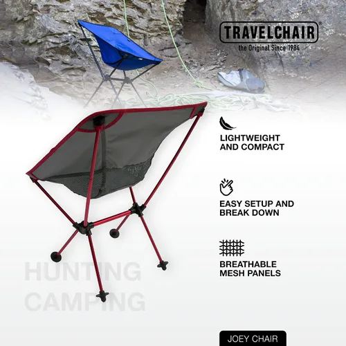 Vista 5 de Travel Chair Joey - Silla plegable para acampar al aire libre, para senderismo, mochilero, césped, playa, deportes, ligera, estable, portátil