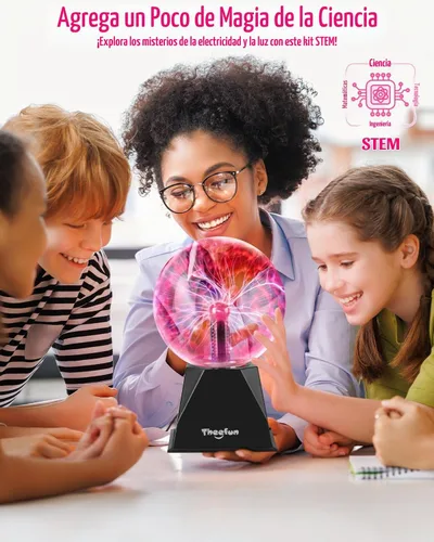 Vista 4 de Theefun Bola de Plasma: Verdadera Bola de 6 Pulgadas con Base de 3.5 Pulgadas, Globo de Plasma Regalos de Navidad Lámpara Sensible al Tacto y Sonido
