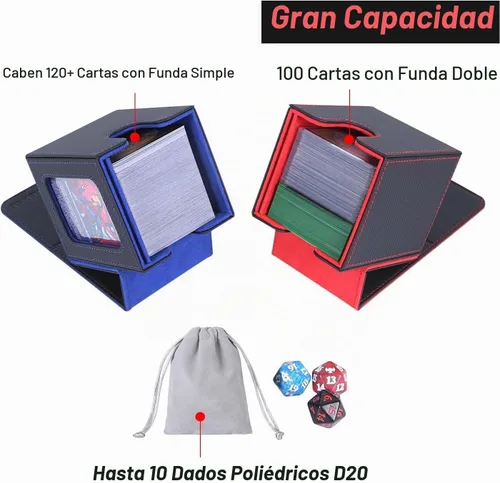 Vista 3 de AFIING MTG Caja de Mazo para Commander Display, Caja de Cartas que Cabe 100 Cartas con Doble Funda, Caja de Almacenamiento Magic Commander TCG con 2
