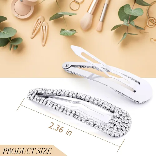 Vista 2 de KANPRINCESS Pinza para el pelo, 2 piezas de diamantes de imitación de 2.4 pulgadas, color plateado, pasadores de pelo para mujeres y niñas, novia