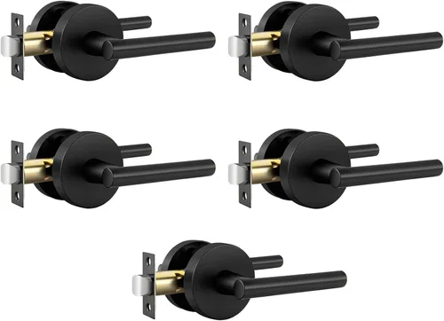 Vista 22 de Goldenwarm Juego de cerraduras negras para puerta exterior con cerrojo, aleación de zinc con llave igual con cerrojo de seguridad, manija de puerta