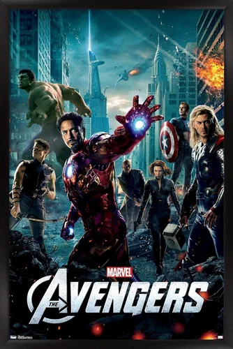 Vista 8 de Marvel Avengers: Póster de pared de una hoja, 22.4 pulgadas de largo x 14.7 pulgadas de ancho, versión enmarcada de madera de granero