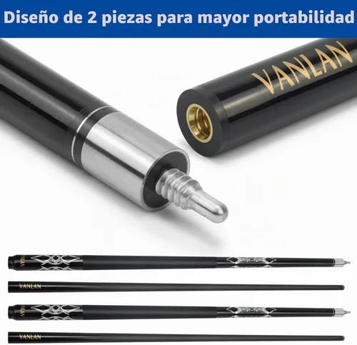 Vista 2 de Tacos de billar profesionales duraderos de carbono de 58 pulgadas para cabeza pequeña, accesorios de billar (negro)