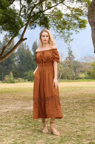 Vista 6 de Scarlet Darkness Vestido renacentista para mujer, vestido largo de verano, bohemio, fluido
