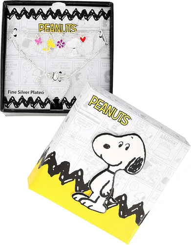 Vista 6 de Pulsera de abalorios ajustable para mujer Peanuts - Pulsera de abalorios de esmalte bañado en plata con Snoopy - Licencia