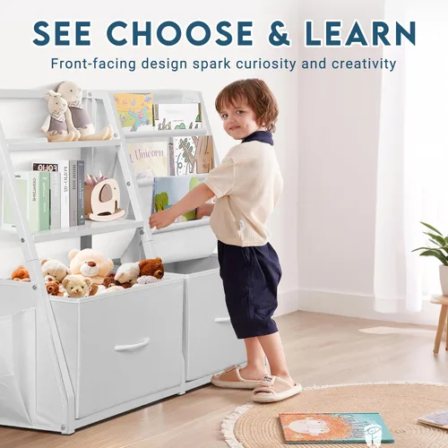 Vista 5 de LOFTEY Estantería infantil y almacenamiento de juguetes, estante para libros para habitación de niños, estantería Montessori para niños pequeños