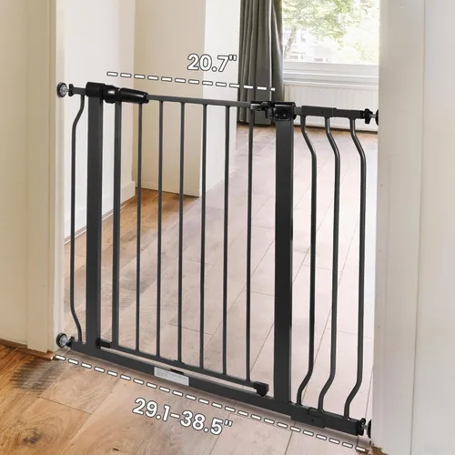 Vista 5 de ELEVON Puerta de bebé para puertas de escaleras, puerta de seguridad para mascotas con funciones de cierre automático/mantenimiento, se adapta a