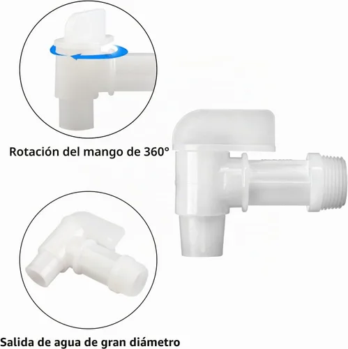 Vista 3 de Grifo de tambor de mango manual blanco, grifo de tambor de plástico PE para tambor de aceite o recipiente de agua de plástico o acero 3/4 pulgadas