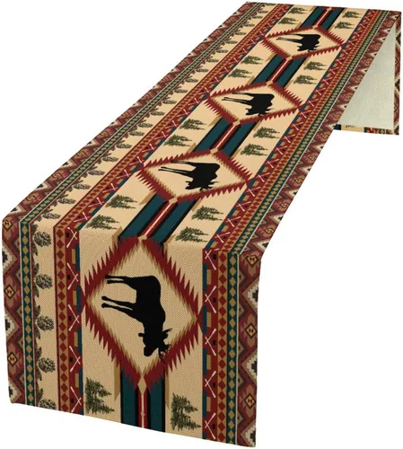 Vista 9 de YCness Camino de mesa con estampado de vaca, piel de vaca marrón, estilo occidental, decoración de casa de campo para el hogar, cocina, comedor, 13