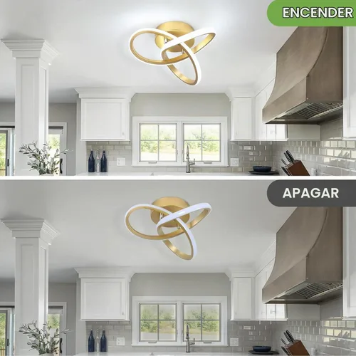 Vista 4 de Lámpara LED para pasillo, moderna lámpara de techo LED dorada de 6000 K, lámpara de techo semiempotrada para pasillo, cocina, dormitorio, entrada