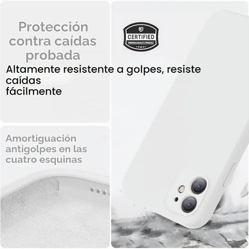 Vista 5 de Vooii Funda compatible con iPhone 11, silicona líquida mejorada con bordes planos, protección de cámara, forro de microfibra antiarañazos suave