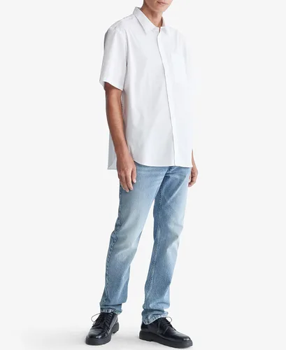 Vista 4 de Calvin Klein Mens Solid Pocket Button-Down Short Sleeve Easy Shirt