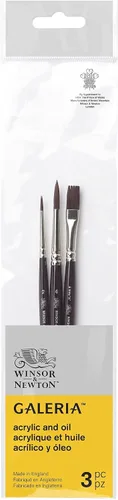 Vista 7 de Winsor & Newton Galeria - Paquete de pinceles acrílicos, mango largo, paquete de 3, #1, negro, 4, 4, 12
