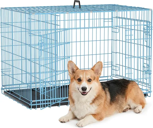 Vista 14 de Jaula negra para perros de 24 pulgadas, grande, XXL, plegable para perros grandes, jaulas de alambre de metal, jaula de segregación de animales