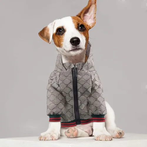 Vista 5 de Sudadera con capucha para perro de diseño clásico, abrigo de lujo para cachorros, abrigo cálido para mascotas, diseño de cremallera, ropa de peluche