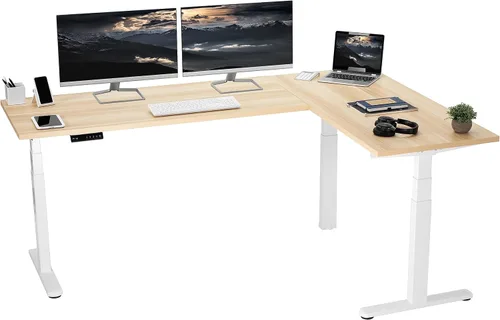Vista 25 de VIVO DESK-KIT-3E8BO - Escritorio eléctrico de altura ajustable de 83 x 60 pulgadas para trabajar de pie, con 2 cubiertas sólidas de bambú, marco