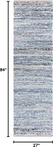 Vista 8 de SAFAVIEH Natura Collection - Alfombra de pasillo, 2 pies 3 pulgadas x 7 pies, azul y marfil, lana y algodón, ideal para dormitorio, vestíbulo