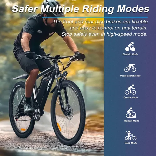 Vista 2 de ZNH Bicicleta eléctrica de 750 W 1000 W para adultos, batería extraíble de 48 V 13 Ah, bicicleta eléctrica de neumático de 26 pulgadas, hasta 60
