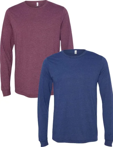 Vista 53 de Canvas Filmore 3501 - Camiseta de 4.2 onzas para hombre manga larga (1) Ceniza + (1) Jaspeado atlético