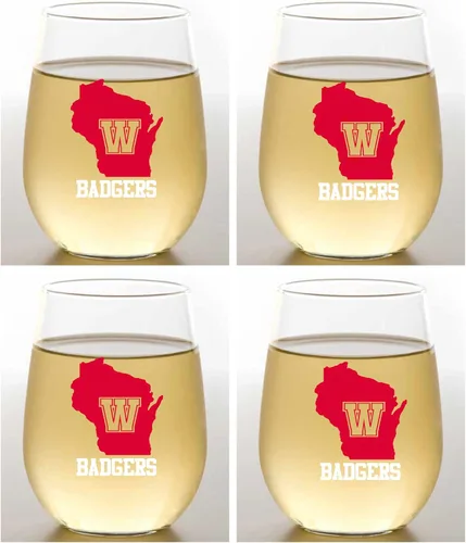 Vista 7 de Wine-Oh! Juego de 4 copas de vino de plástico inastillables de 16 onzas fabricadas en los Estados Unidos (BAYLOR - INSPIRADO)