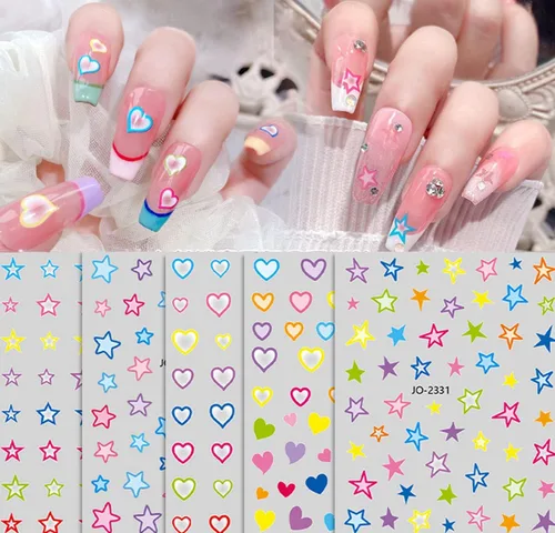 Vista 34 de 30 hojas de calcomanías de uñas para el día de San Valentín, diseño de flores, corazón, pastel de frutas, serie de labios rojos, suministros de arte