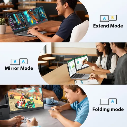 Vista 4 de APILDELLA Extensor de pantalla dual para portátil de 14 pulgadas, monitor extendido para laptop FHD de 1080P con altavoz, segundo monitor Plug-Play