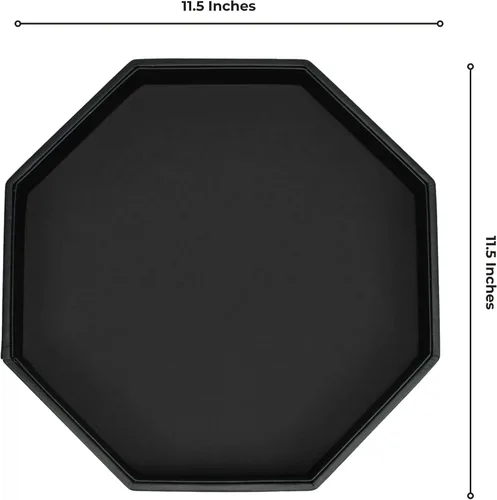 Vista 3 de Bandeja rodante de dados octágonos de 11.5 pulgadas, color negro Piel sintética, terciopelo