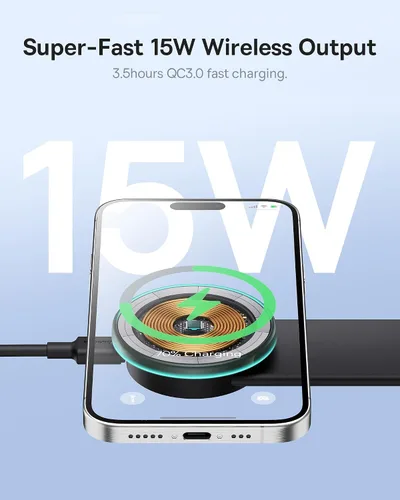 Vista 3 de Baseus Magsafe - Cargador de coche inalámbrico de 15 W, soporte magnético para salpicadero de coche para iPhone 15, 14, 13, 12 Pro Plus Max