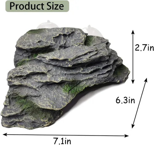 Vista 6 de PINVNBY Plataforma para tomar tortugas, piedra de resina, esquisto trepador de reptil, adorno de acuario, decoración de paisaje de roca con ventosas