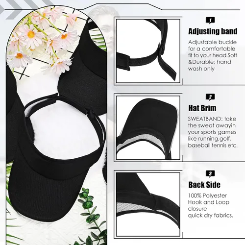 Vista 3 de Bonuci 24 unidades de visera solar unisex viseras sol sombreros protección UV sombrero sol sombrero para mujeres hombres tenis béisbol golf gorras a