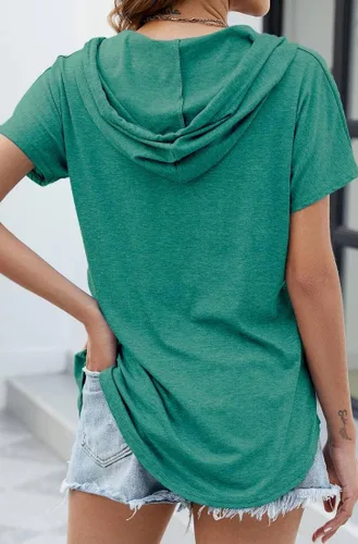 Vista 5 de NEKOSI Sudadera con capucha de manga larga para mujer, con cuello en V, estilo sudadera, ligera, estilo pullover
