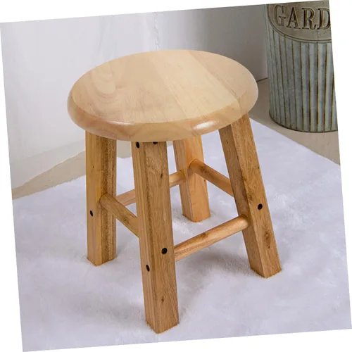 Vista 2 de SEWACC Taburetes de bar Taburete Silla de madera de repuesto Asiento de silla redonda Accesorio de asiento para metal s 29.5CM Paso plegable Madera