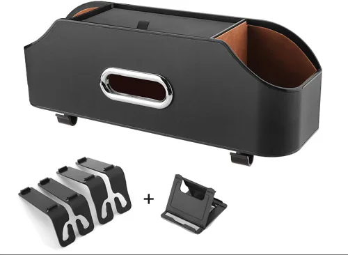 Vista 2 de Organizador de asiento trasero para reposacabezas de automóvil con soporte para tazas, organizadores de respaldo de asiento de automóvil
